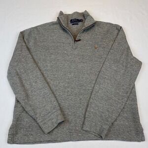 Polo Ralph Lauren Mens Size M Gray Estate Rib Quarter 1/4 Zip Sweater Pullover